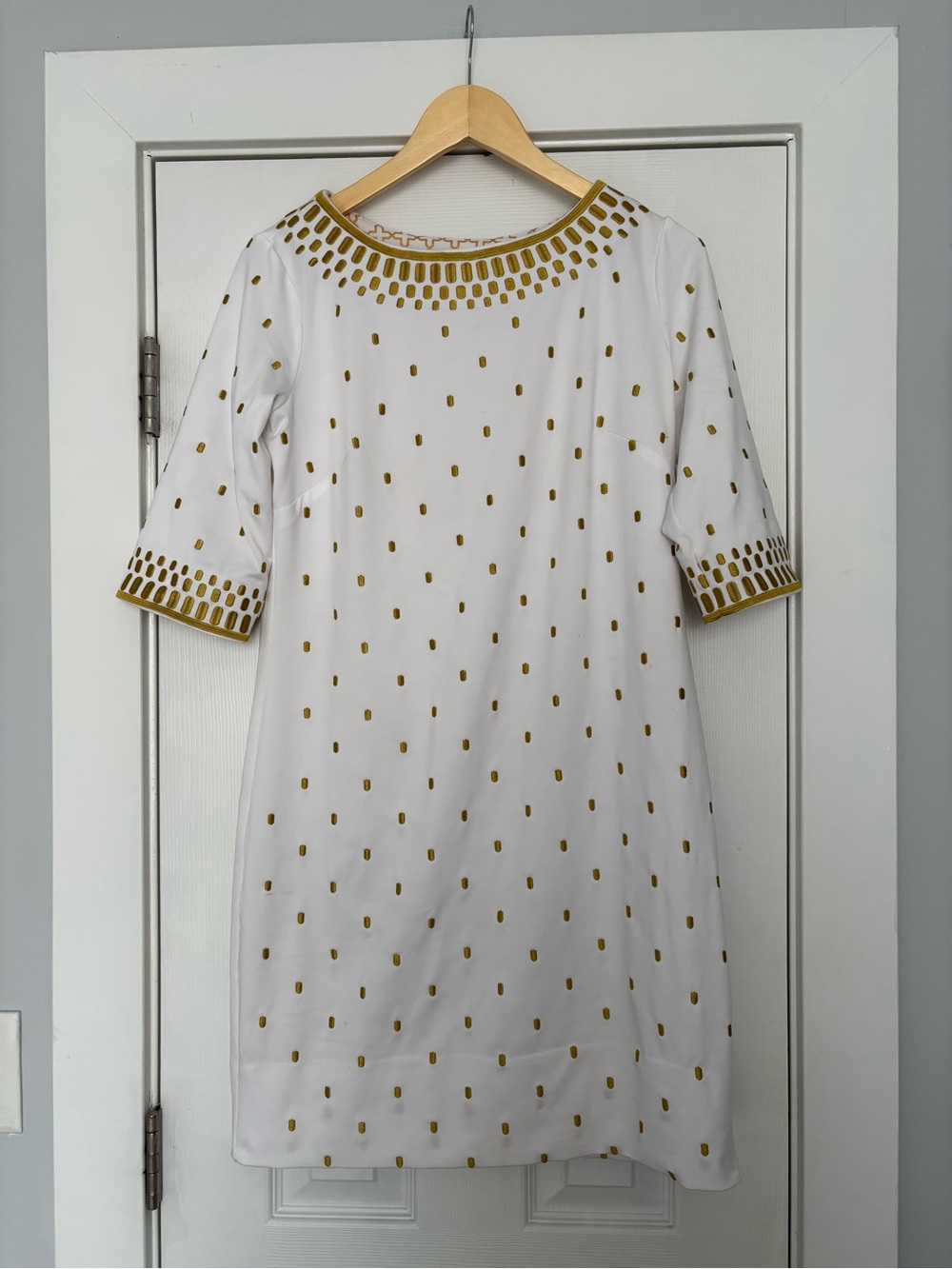Gretchen Scott Designs Jersey Embroidered Dress - Rocket Girl White Gold
